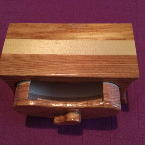 Fred Quist Handmade Wood Crafted Mini Desk Jewelry Box Decor Heart Drawer 5.75" - Picture 7 of 9